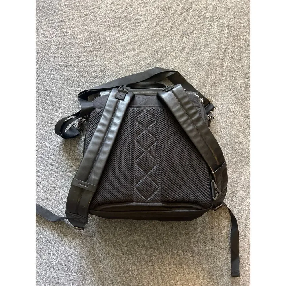 Paperclip Willow Vegan Quilted Black Diaper Bag Backpack with Changing Station